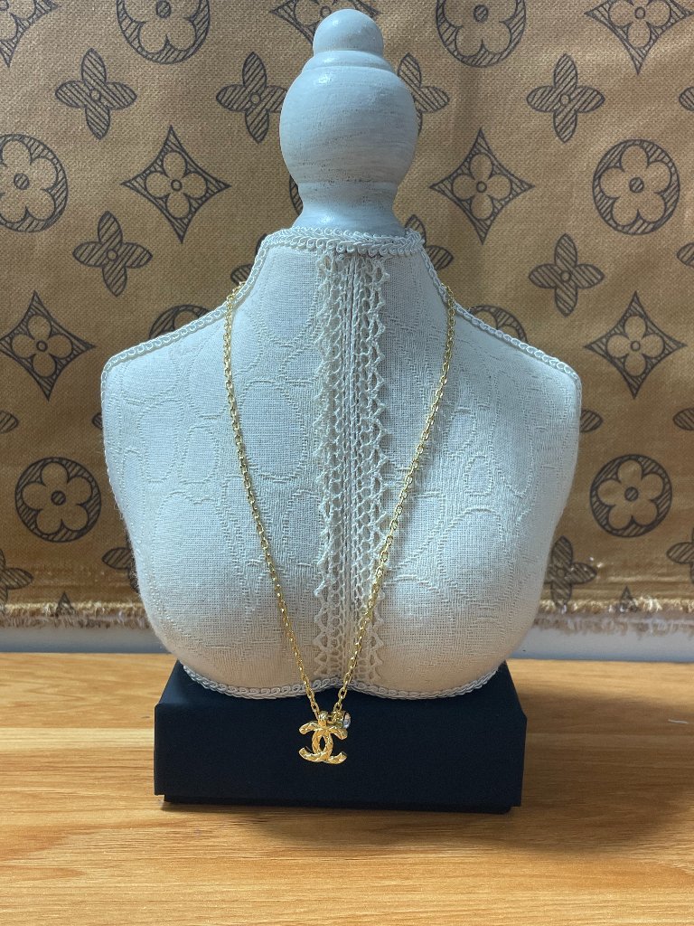 Chanel Gold-Tone Interlocking C Pendant Necklace
